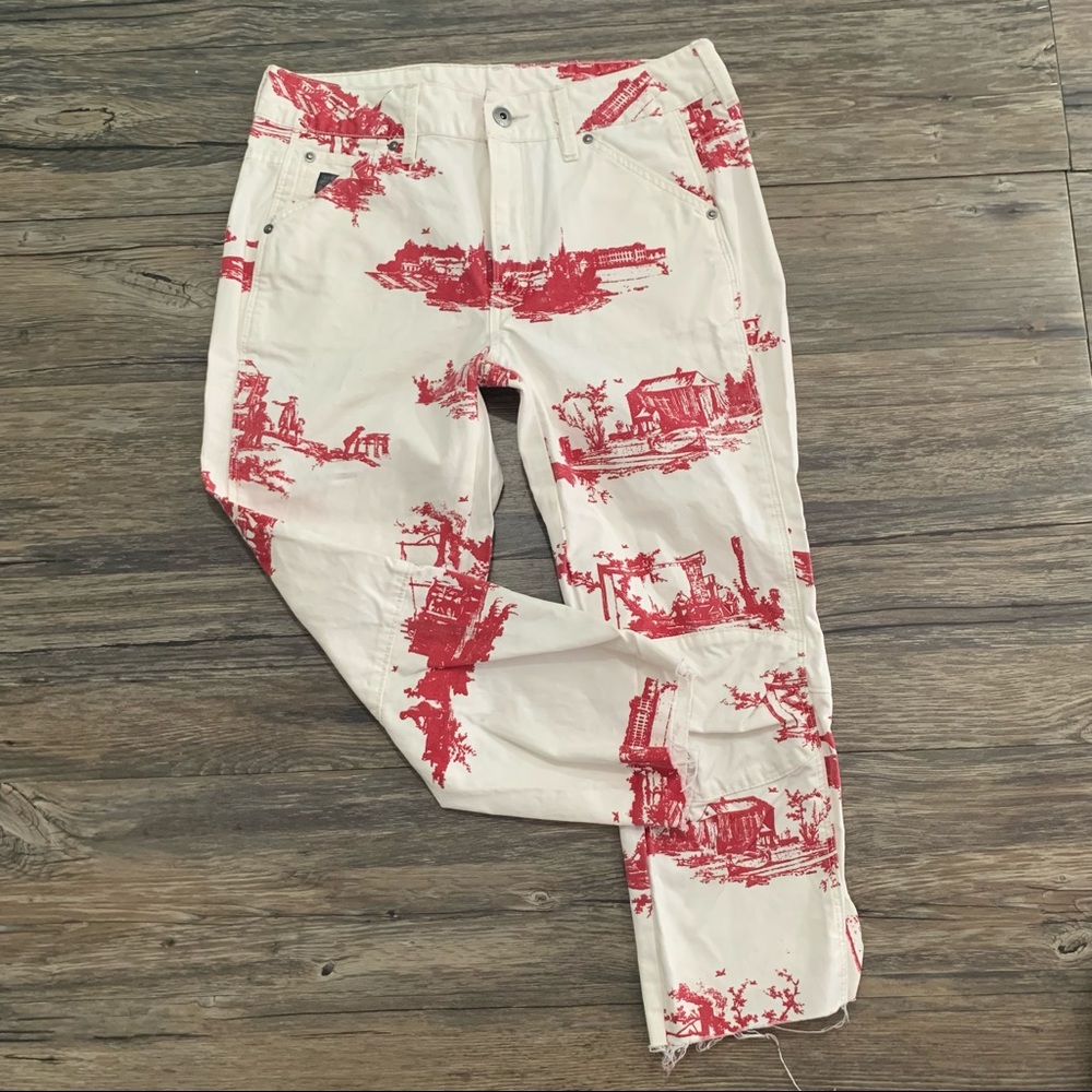 G Star Raw Mid Boyfriend Printed Crop Jeans